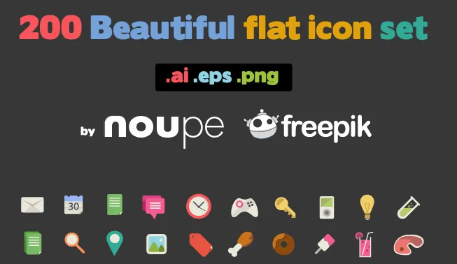 200 iconos gratuitos de diseño sencillo y a color para uso comercial y personal